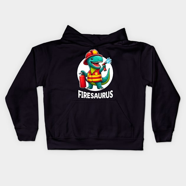 Kawaii Dinosaur Firemen Firesaurus Rex Kids Hoodie by hippohost